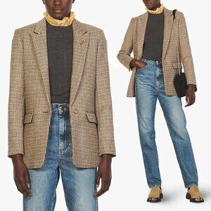 SANDRO Queen Check Wool & Cotton Blend Blazer - NWT - Size 34 (XS)